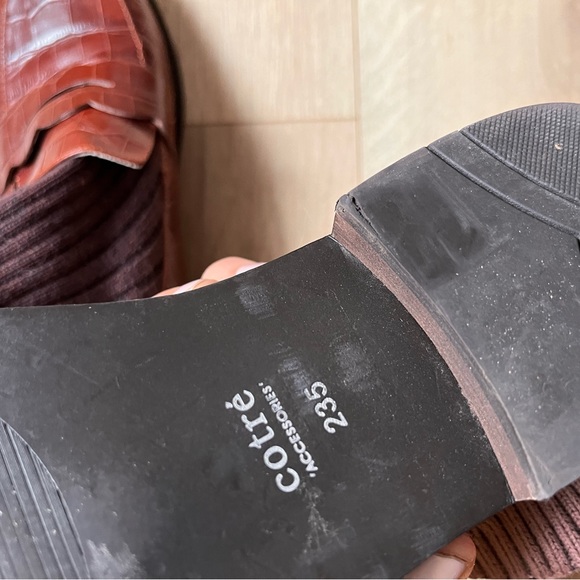 Maroon sock Penny Loafers alligator style leather chunky heel classic slip on - Picture 12 of 16